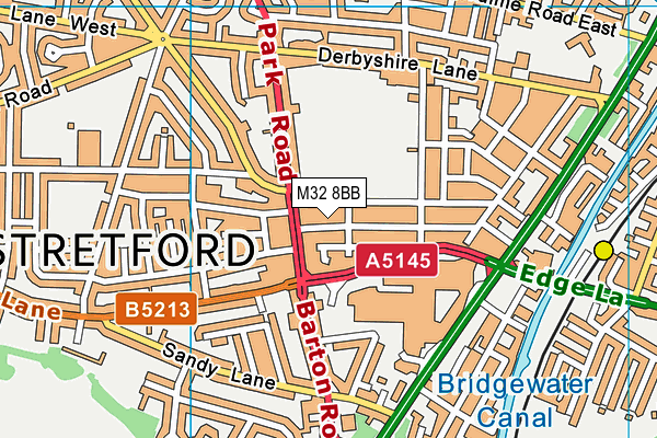 M32 8BB map - OS VectorMap District (Ordnance Survey)