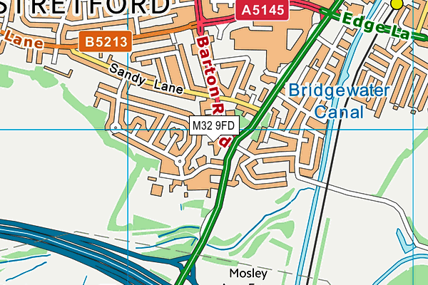 M32 9FD map - OS VectorMap District (Ordnance Survey)