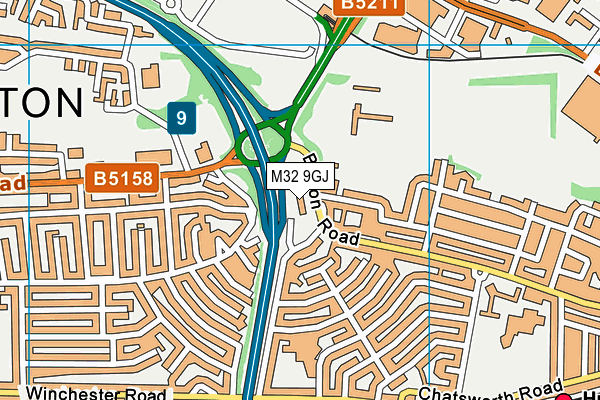 M32 9GJ map - OS VectorMap District (Ordnance Survey)