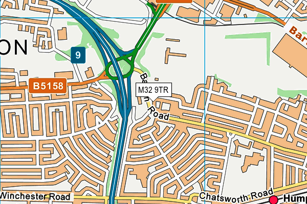 Barton Clough Playing Fields map (M32 9TR) - OS VectorMap District (Ordnance Survey)