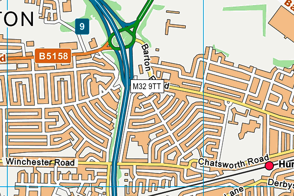 M32 9TT map - OS VectorMap District (Ordnance Survey)