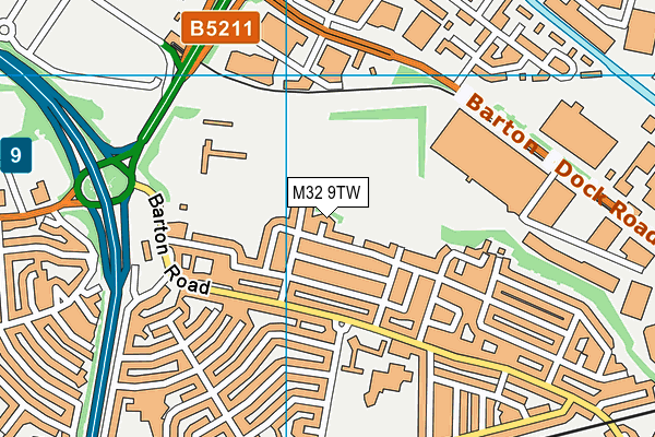 M32 9TW map - OS VectorMap District (Ordnance Survey)