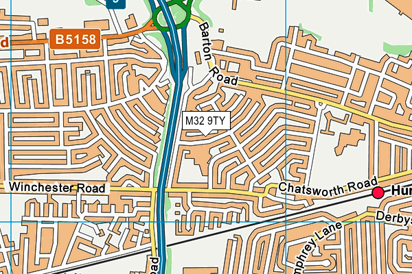 M32 9TY map - OS VectorMap District (Ordnance Survey)