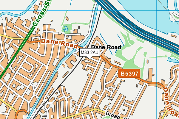 M33 2AU map - OS VectorMap District (Ordnance Survey)