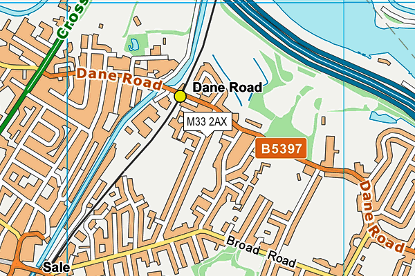 M33 2AX map - OS VectorMap District (Ordnance Survey)