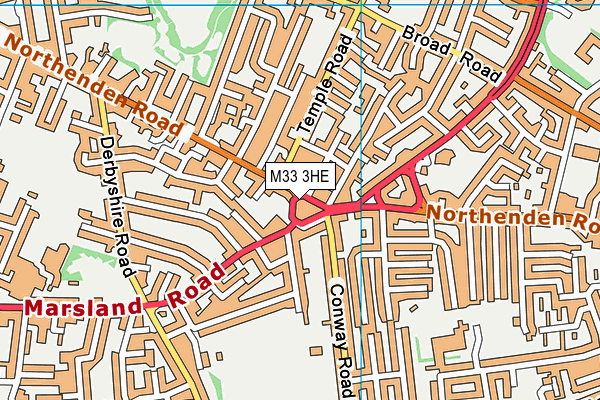 M33 3HE map - OS VectorMap District (Ordnance Survey)