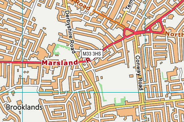 M33 3HS map - OS VectorMap District (Ordnance Survey)
