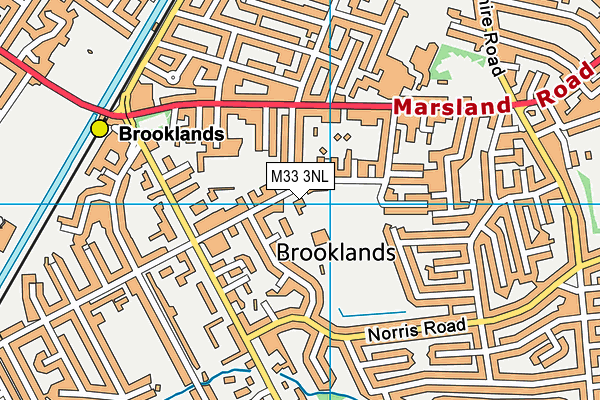Brooklands Sports Club map (M33 3NL) - OS VectorMap District (Ordnance Survey)