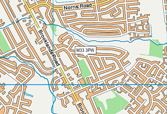 M33 3PW map - OS VectorMap District (Ordnance Survey)
