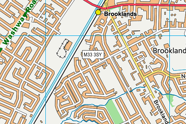 Brooklands Primary School  map (M33 3SY) - OS VectorMap District (Ordnance Survey)