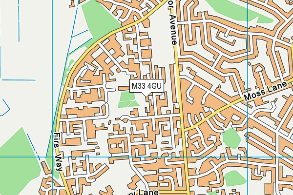 M33 4GU map - OS VectorMap District (Ordnance Survey)