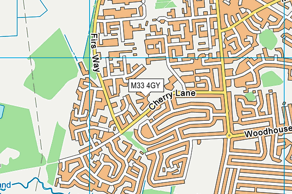 Brentwood High School And Community College map (M33 4GY) - OS VectorMap District (Ordnance Survey)