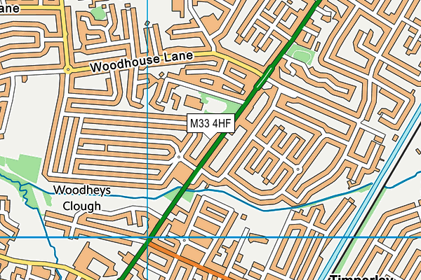 M33 4HF map - OS VectorMap District (Ordnance Survey)