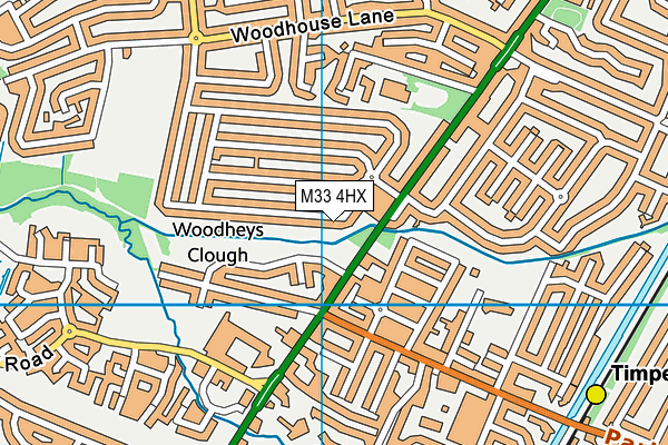 M33 4HX map - OS VectorMap District (Ordnance Survey)