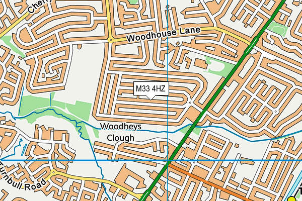 M33 4HZ map - OS VectorMap District (Ordnance Survey)