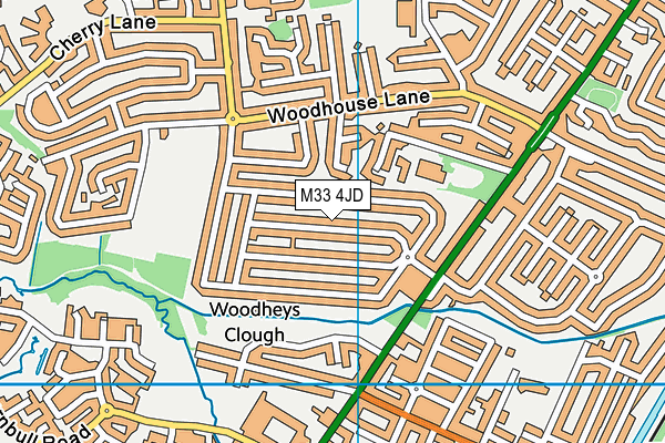 M33 4JD map - OS VectorMap District (Ordnance Survey)