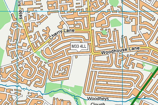 M33 4LL map - OS VectorMap District (Ordnance Survey)