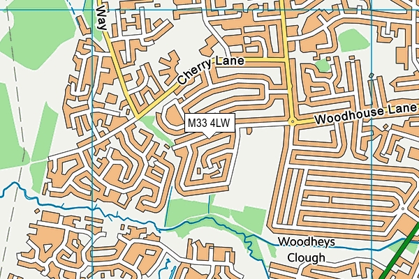 M33 4LW map - OS VectorMap District (Ordnance Survey)