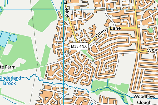 M33 4NX map - OS VectorMap District (Ordnance Survey)