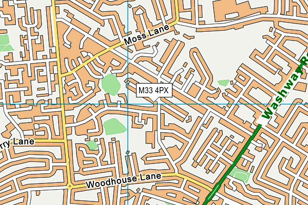 M33 4PX map - OS VectorMap District (Ordnance Survey)