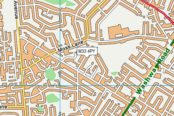 M33 4PY map - OS VectorMap District (Ordnance Survey)