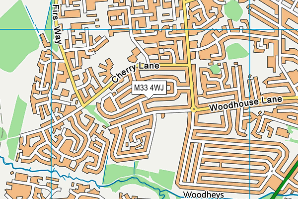 M33 4WJ map - OS VectorMap District (Ordnance Survey)