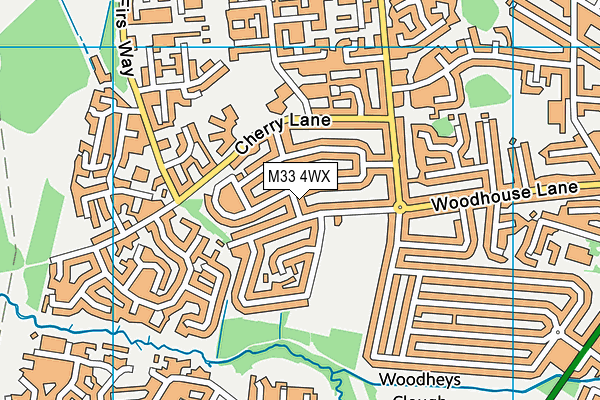 M33 4WX map - OS VectorMap District (Ordnance Survey)