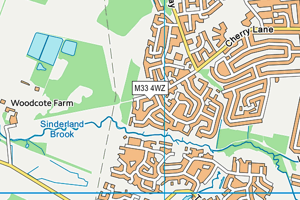 M33 4WZ map - OS VectorMap District (Ordnance Survey)