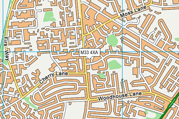 M33 4XA map - OS VectorMap District (Ordnance Survey)