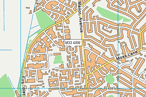 M33 4XW map - OS VectorMap District (Ordnance Survey)