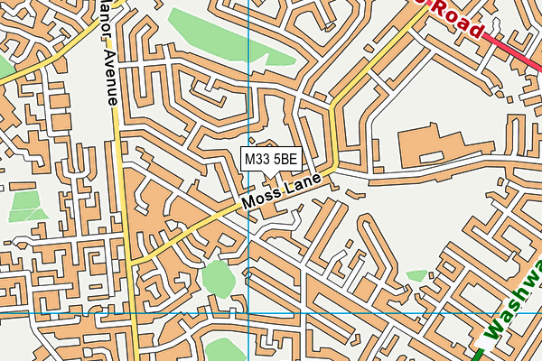 M33 5BE map - OS VectorMap District (Ordnance Survey)