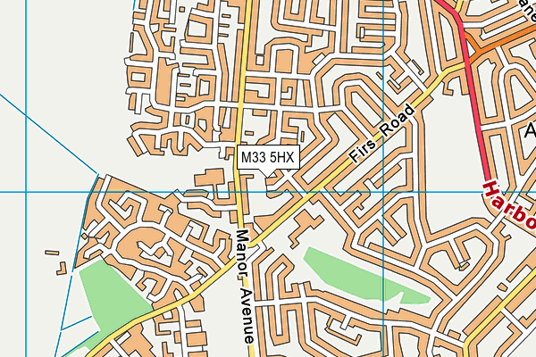 M33 5HX map - OS VectorMap District (Ordnance Survey)