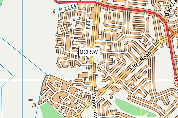 M33 5JW map - OS VectorMap District (Ordnance Survey)