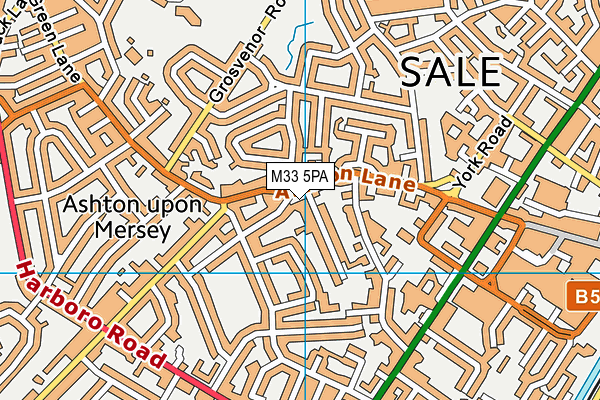 M33 5PA map - OS VectorMap District (Ordnance Survey)