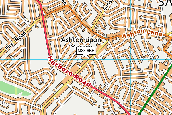 M33 6BE map - OS VectorMap District (Ordnance Survey)