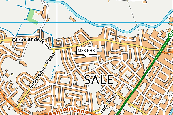 M33 6HX map - OS VectorMap District (Ordnance Survey)