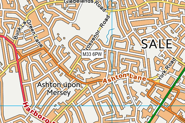 M33 6PW map - OS VectorMap District (Ordnance Survey)