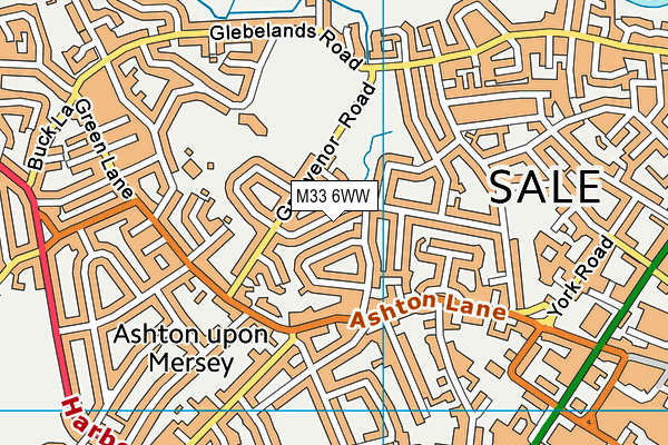 M33 6WW map - OS VectorMap District (Ordnance Survey)