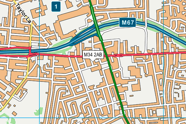 M34 2AB map - OS VectorMap District (Ordnance Survey)