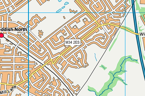 M34 2ES map - OS VectorMap District (Ordnance Survey)