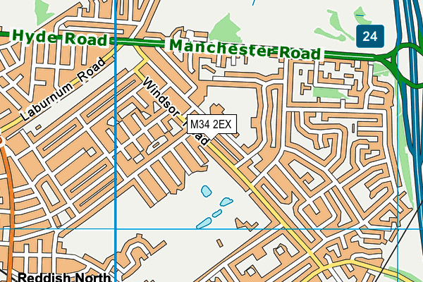 M34 2EX map - OS VectorMap District (Ordnance Survey)