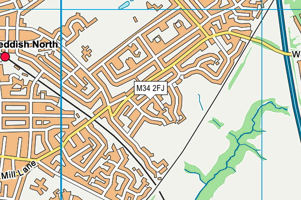 M34 2FJ map - OS VectorMap District (Ordnance Survey)