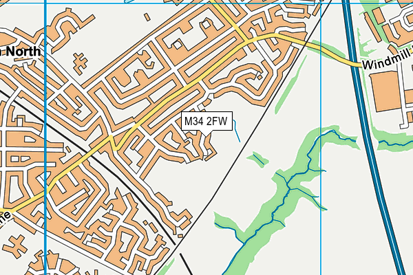 M34 2FW map - OS VectorMap District (Ordnance Survey)