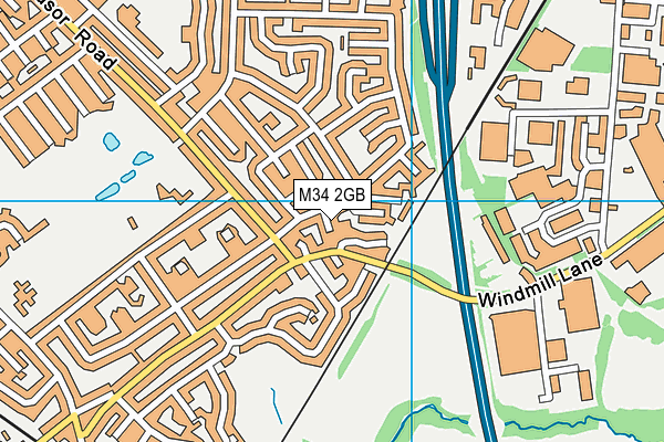 M34 2GB map - OS VectorMap District (Ordnance Survey)