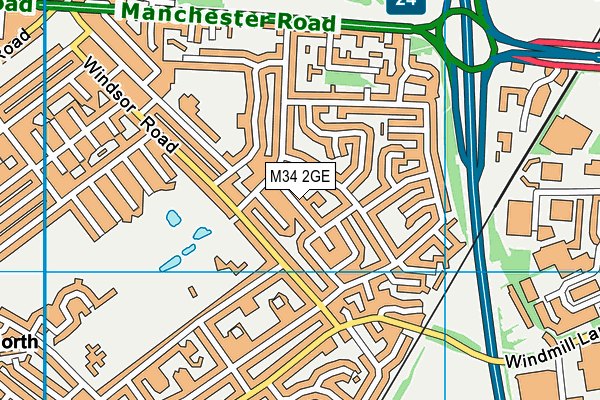 M34 2GE map - OS VectorMap District (Ordnance Survey)