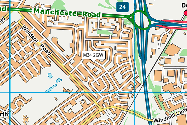M34 2GW map - OS VectorMap District (Ordnance Survey)