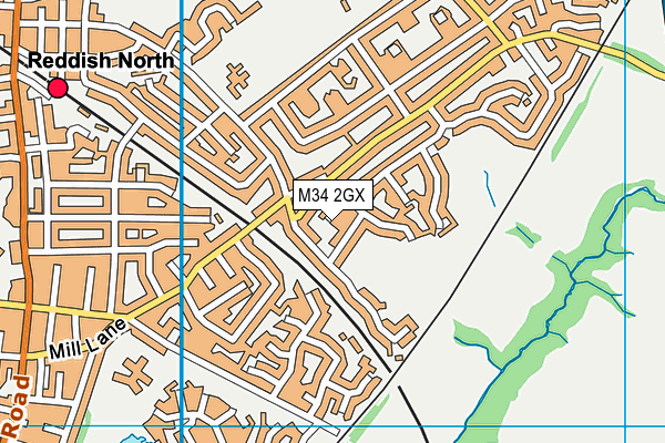 M34 2GX map - OS VectorMap District (Ordnance Survey)