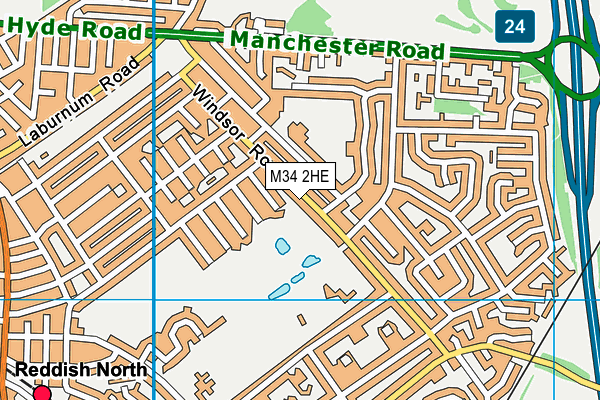 M34 2HE map - OS VectorMap District (Ordnance Survey)
