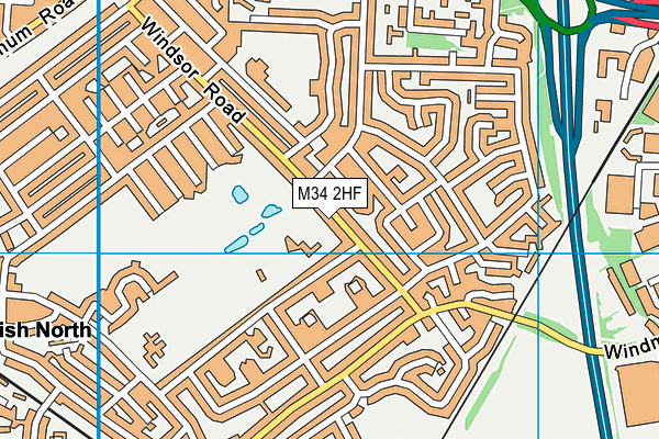 M34 2HF map - OS VectorMap District (Ordnance Survey)