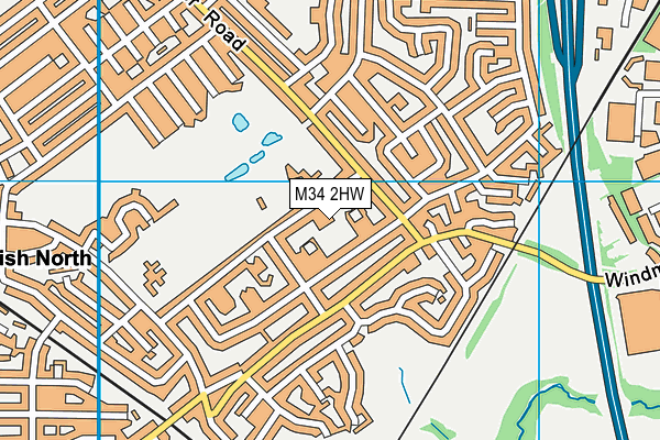 M34 2HW map - OS VectorMap District (Ordnance Survey)